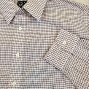 Jos A Bank Traveler‎ Tailored Fit Long Sleeve Dress Shirt Plaid Mens 16 / 36 XL